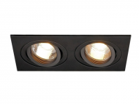 LED inbouwframe | GU10 | 9 x 17cm | Zwart | Vierkant | 2 Spots