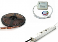 LEDstripset | Controller + LEDstrip 1M 60 LEDs Multikleur + Warm Wit + Voeding + Afs
