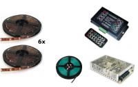 LEDstripset | Controller + LEDstrip 6 x 5M 30 LEDs / Per M Multikleur + Voeding + Afs