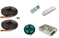 LEDstripset | Controller + LEDstrip 8 x 5M 30 LEDs/M Multikleur + Voeding + Afstandbe